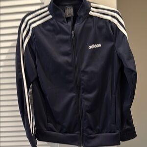 Adidas Dark Blue Jacket with White Stripes